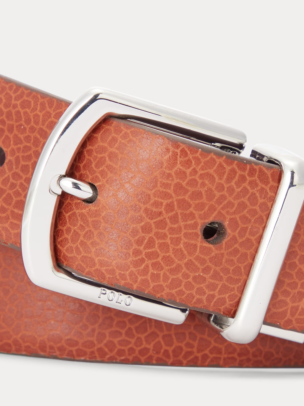 RALPH LAUREN Reversible Pebble Leather Belt Cognac/Burgundy