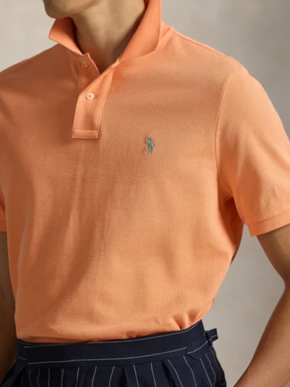 RALPH LAUREN Slim Fit Mesh Polo Shirt Pompano Orange
