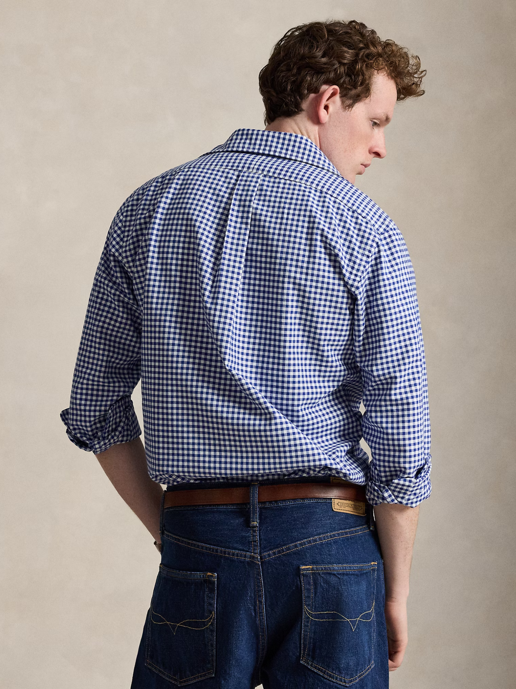 RALPH LAUREN Custom Fit Oxford Shirt Blue/White Gingham
