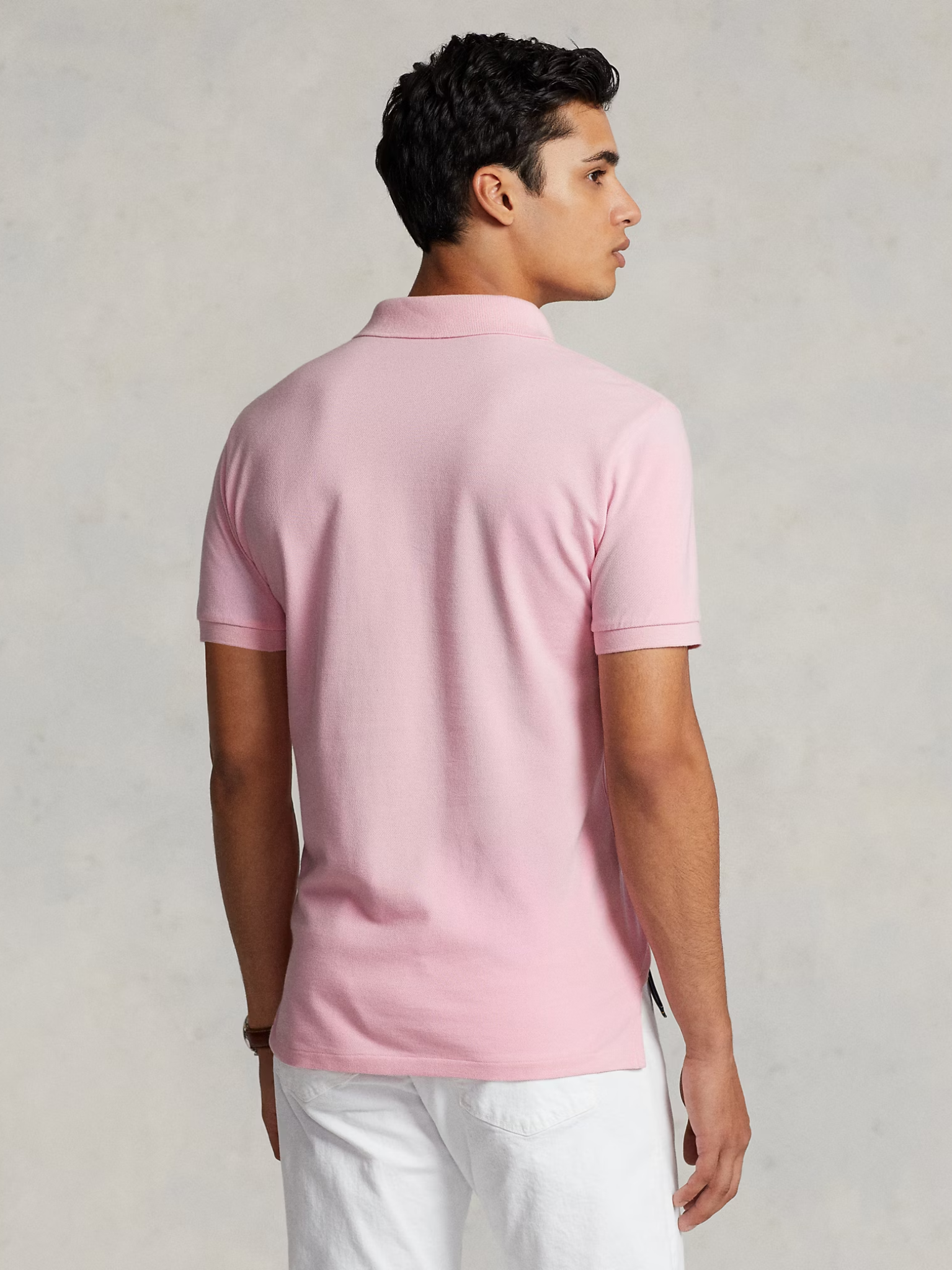 RALPH LAUREN Slim Fit Mesh Polo Shirt Carmel Pink