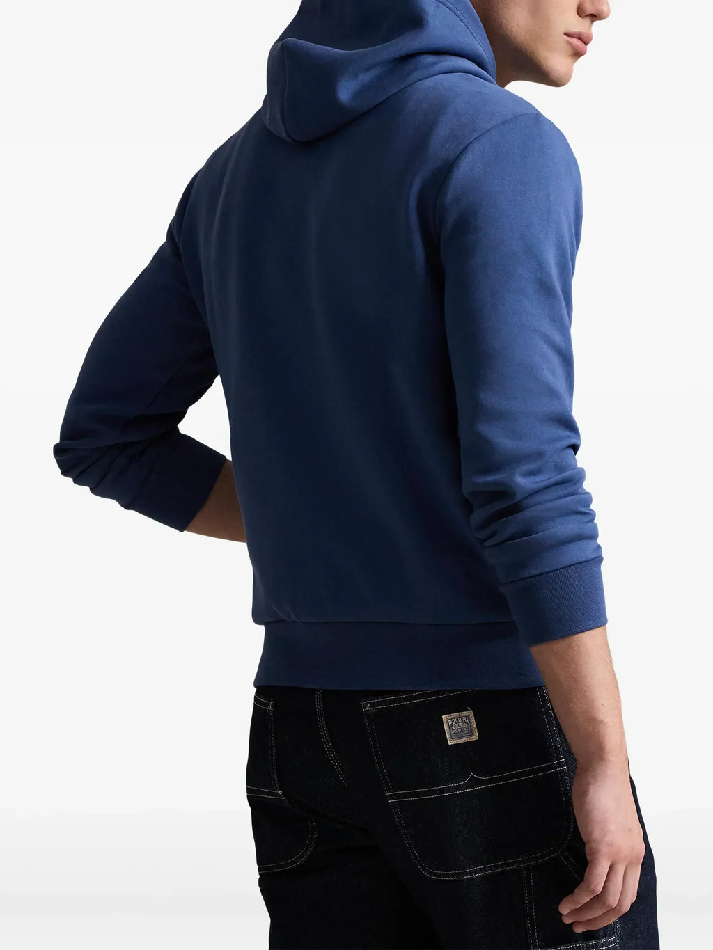 RALPH LAUREN Logo Double-Knit Hoodie Blue
