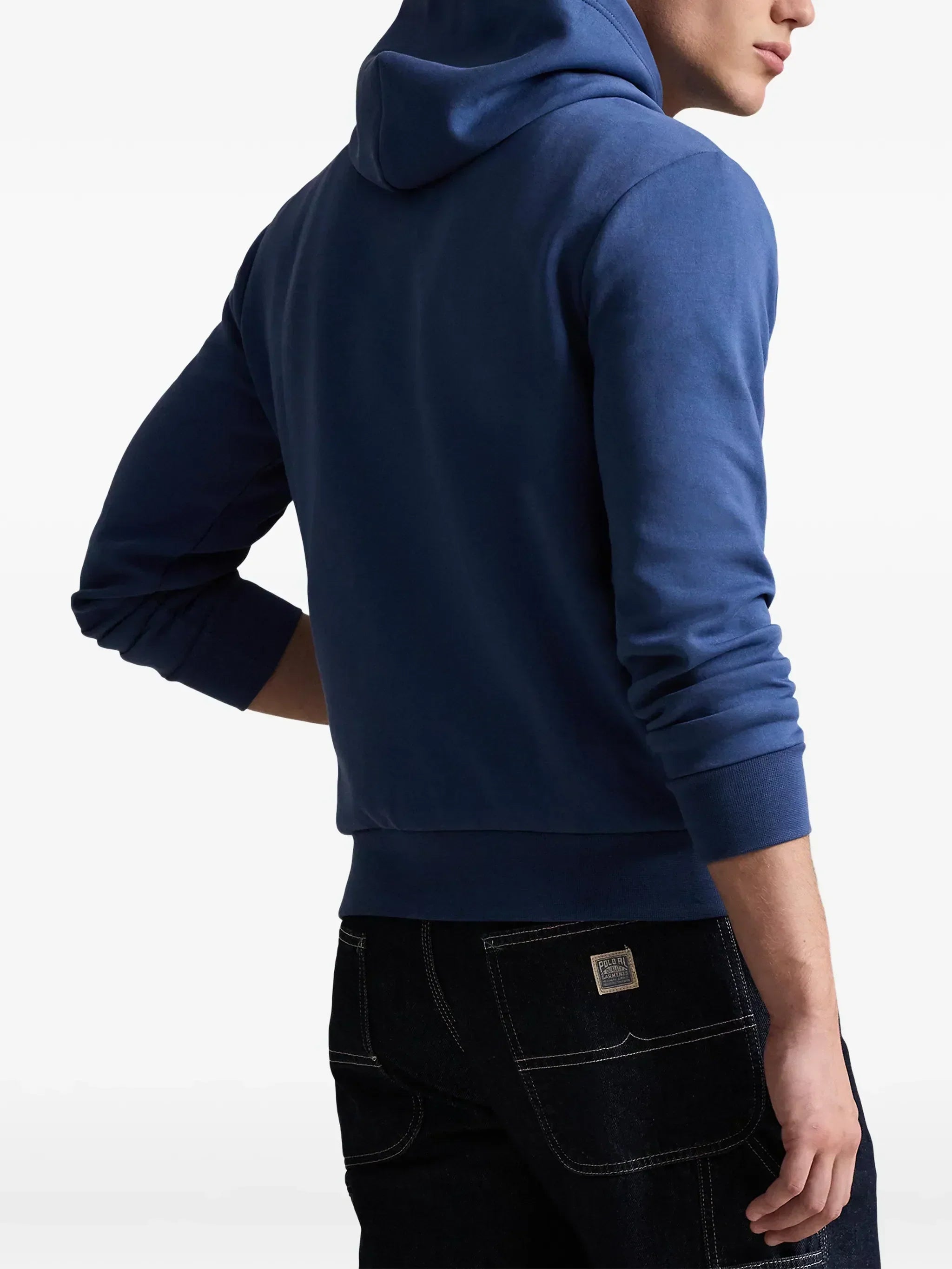 RALPH LAUREN Logo Double-Knit Hoodie Blue