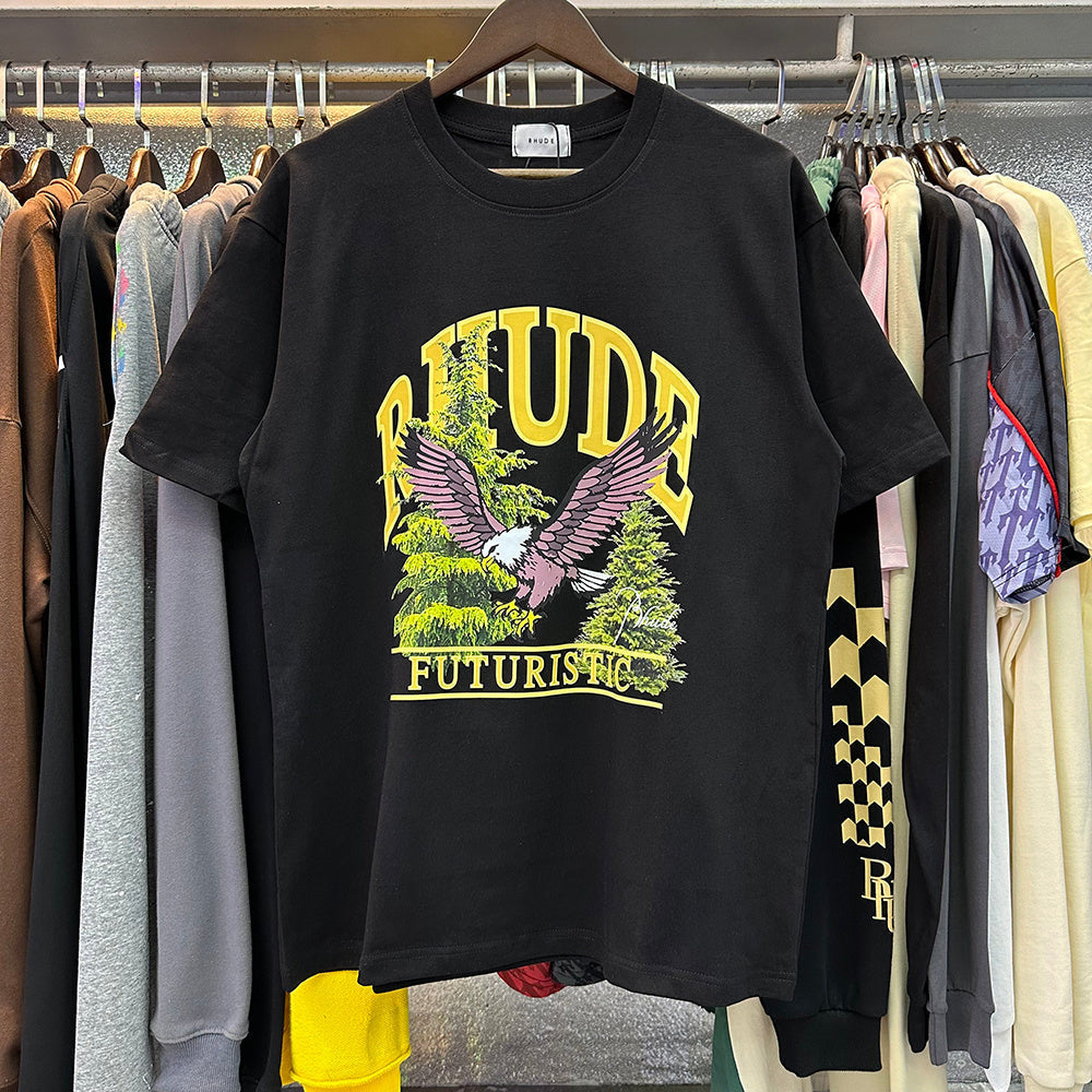 Rhude T-shirts Pandora Eagle Print Cotton Short Sleeve Men and Women