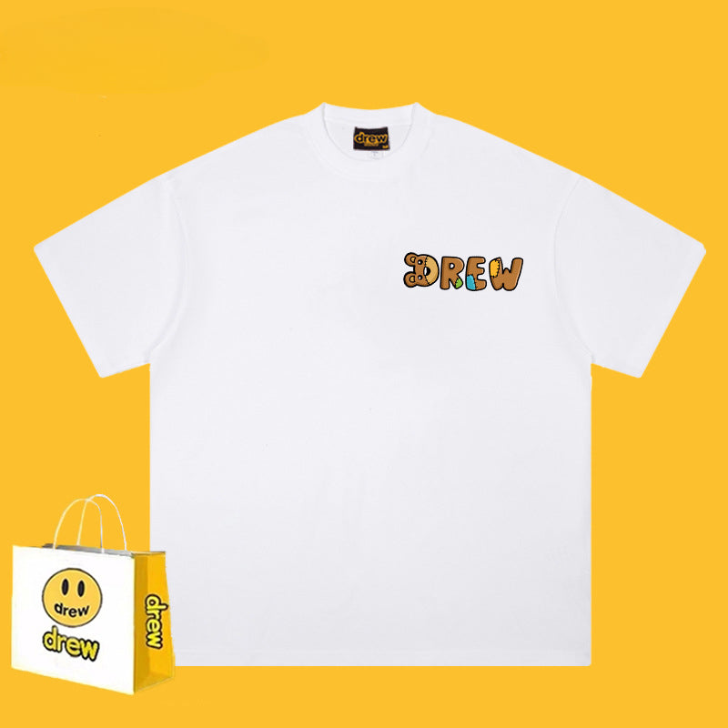 Drew T-shirts Short Sleeve Letter Cotton T-shirt Loose