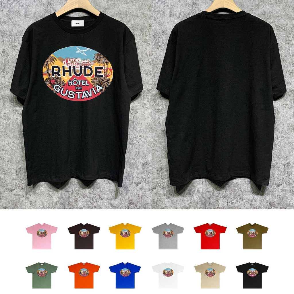 Rhude T-shirts Printed Trendy Pure Cotton