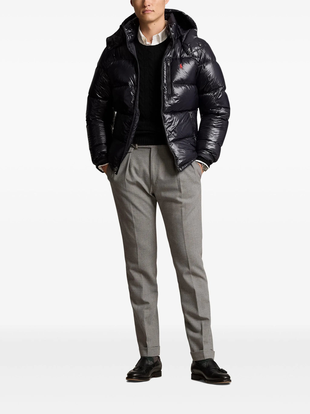 RALPH LAUREN Gorham Hooded Puffer Jacket Shiny Black