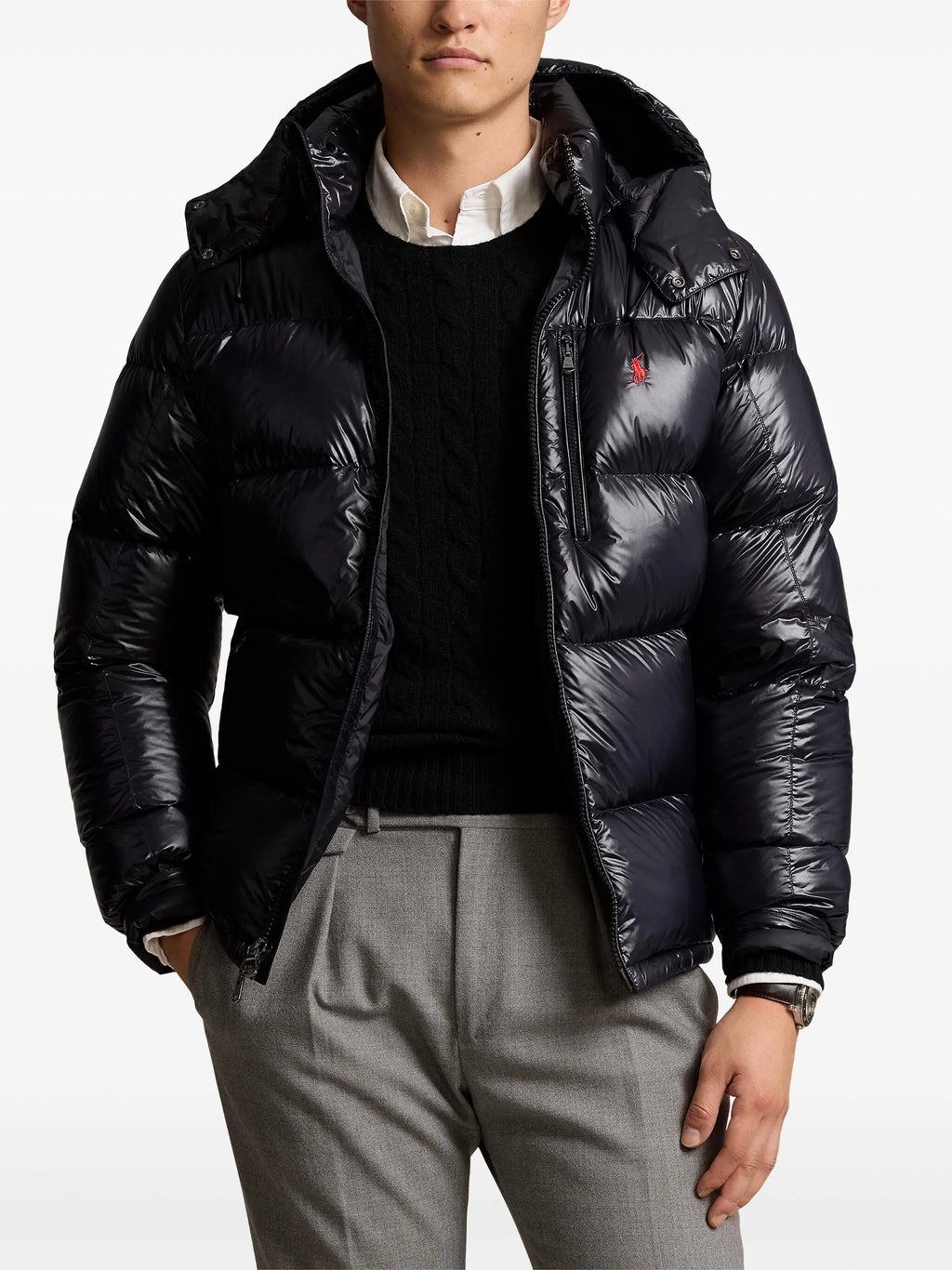 RALPH LAUREN Gorham Hooded Puffer Jacket Shiny Black