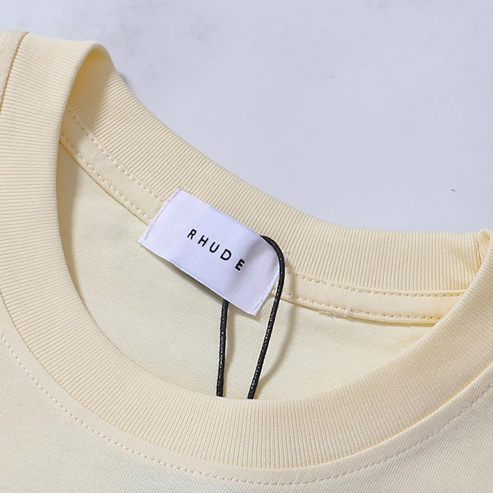 Rhude T-shirts Cannes Beach Coconut Printing Cotton Casual Short Sleeves Men and Women