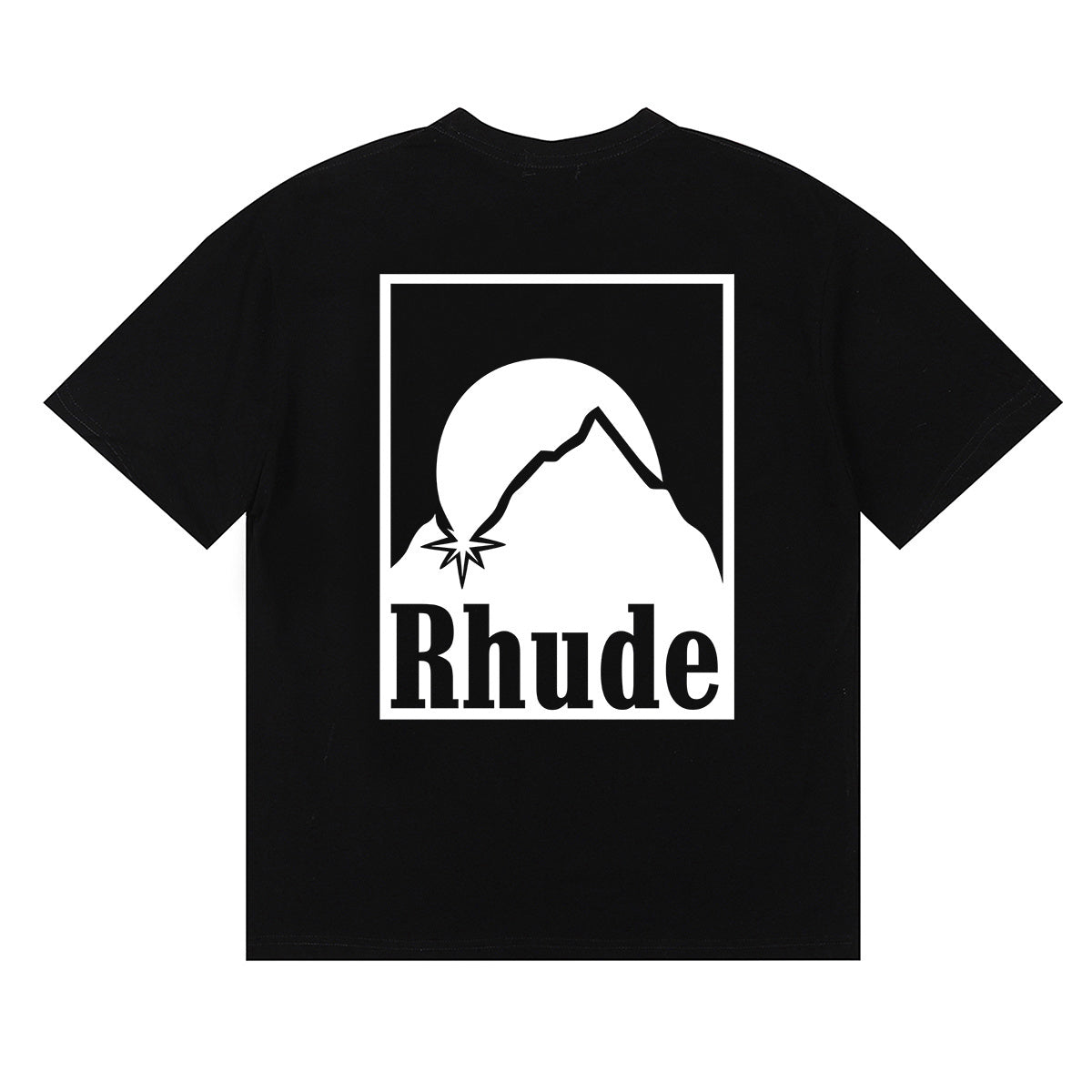 Rhude T-shirts Moon Badge Printing Cotton Casual Short Sleeve Men and Women