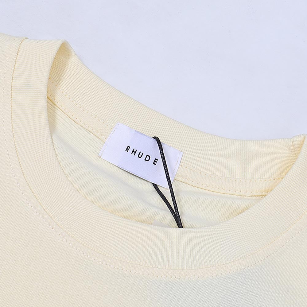 Rhude T-shirts Solid Color R Letter Printing Cotton Casual Short Sleeve Men and Women