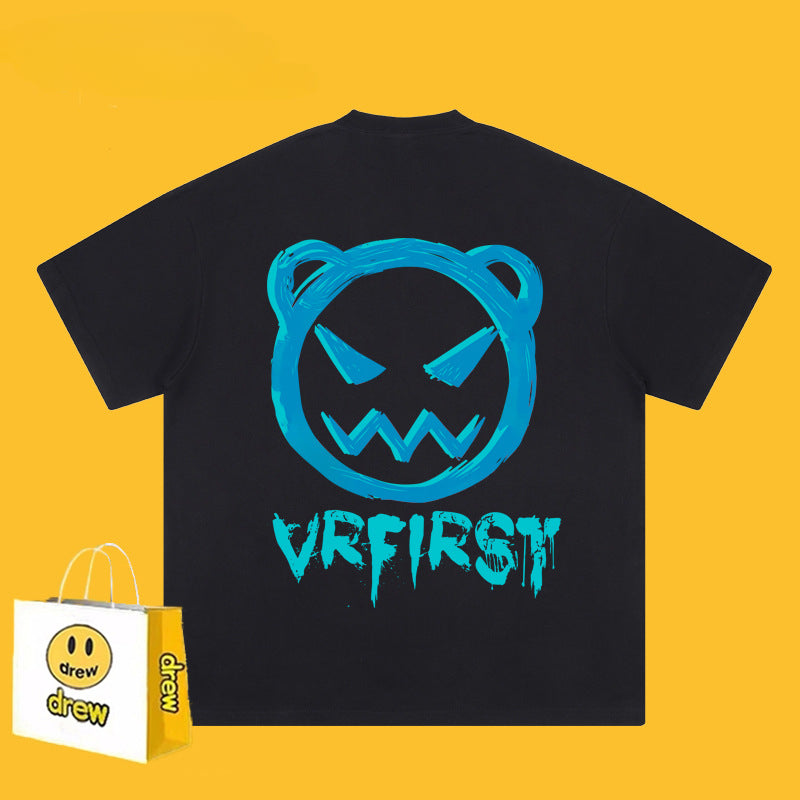 Drew T-shirts Funny Smiley Printed Short Sleeve