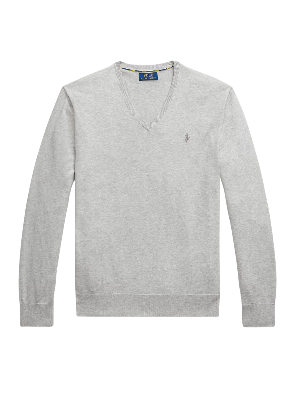 RALPH LAUREN Slim Fit Cotton V-Neck Jumper Andover Heather