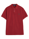 RALPH LAUREN Slim Fit Mesh Polo Shirt Dark Red