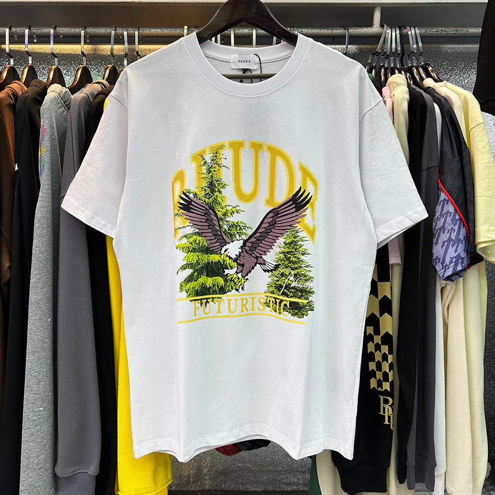 Rhude T-shirts Pandora Eagle Print Cotton Short Sleeve Men and Women