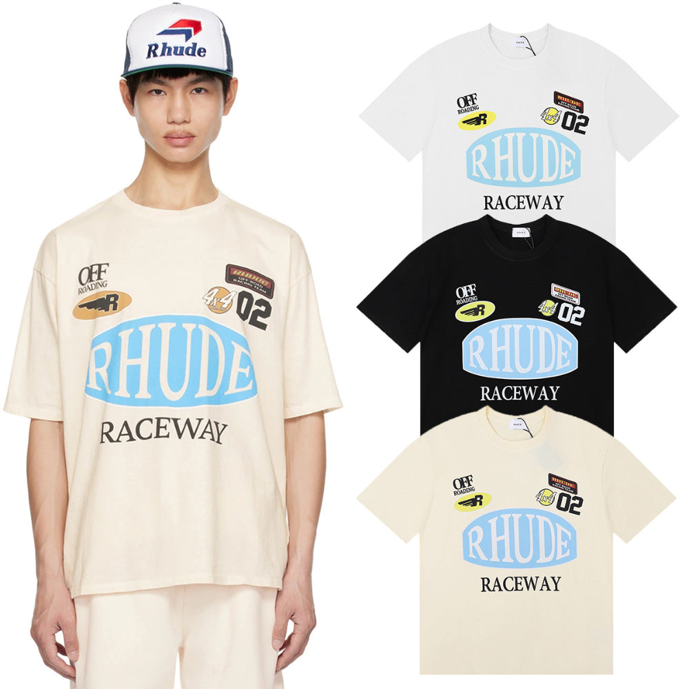 Rhude T-shirt Racing Track Letter Print Short Sleeve T-shirt