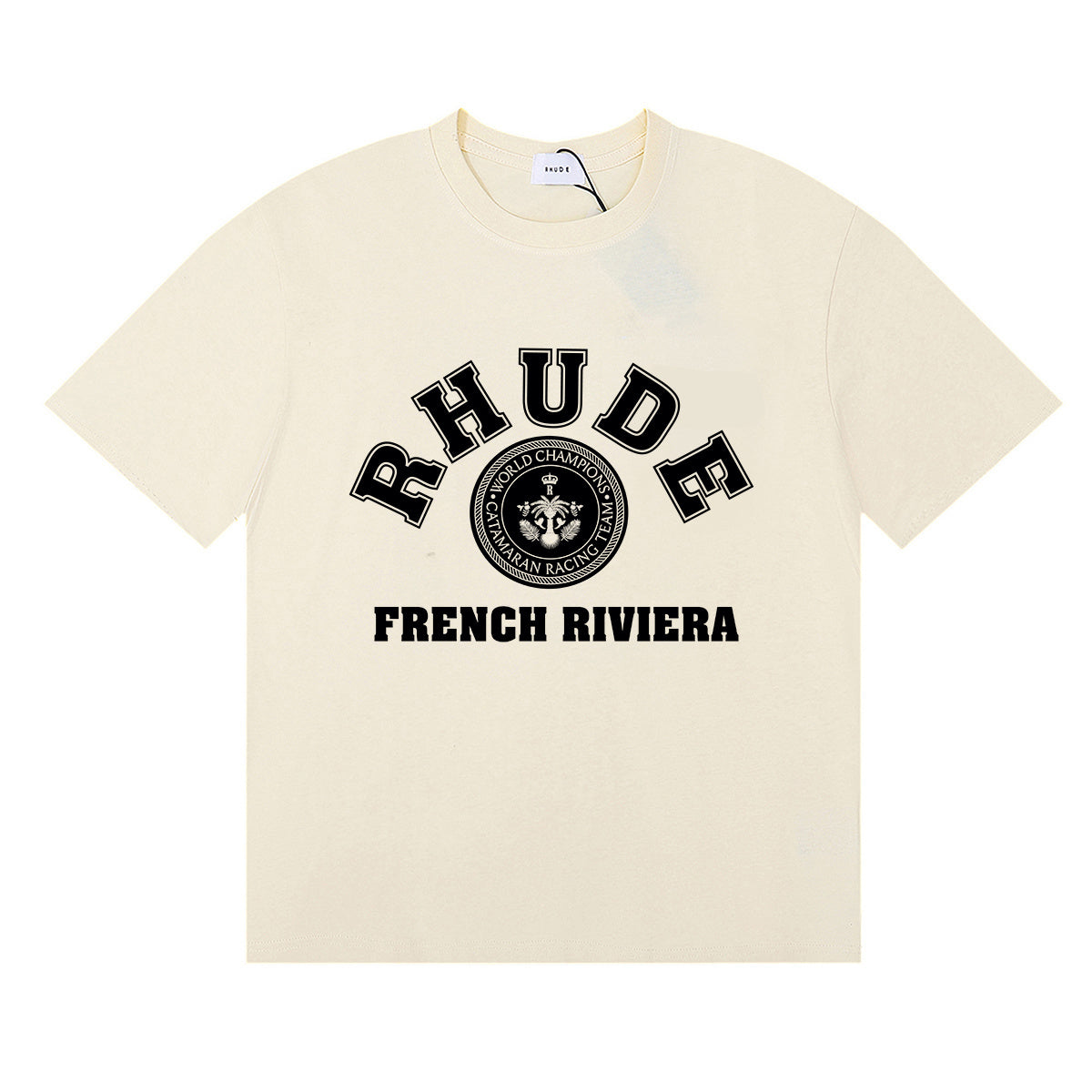 Rhude T-shirts French Cote d'Azur Printed Cotton Casual Short Sleeves Men and Women