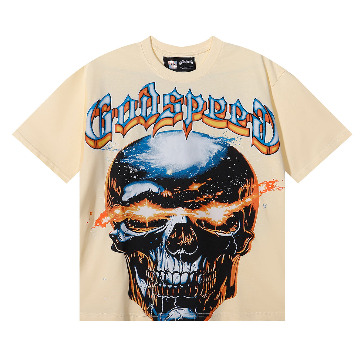 Godspeed T-shirts Star Shock Skull Print Cotton Casual Short Sleeve Men and Women