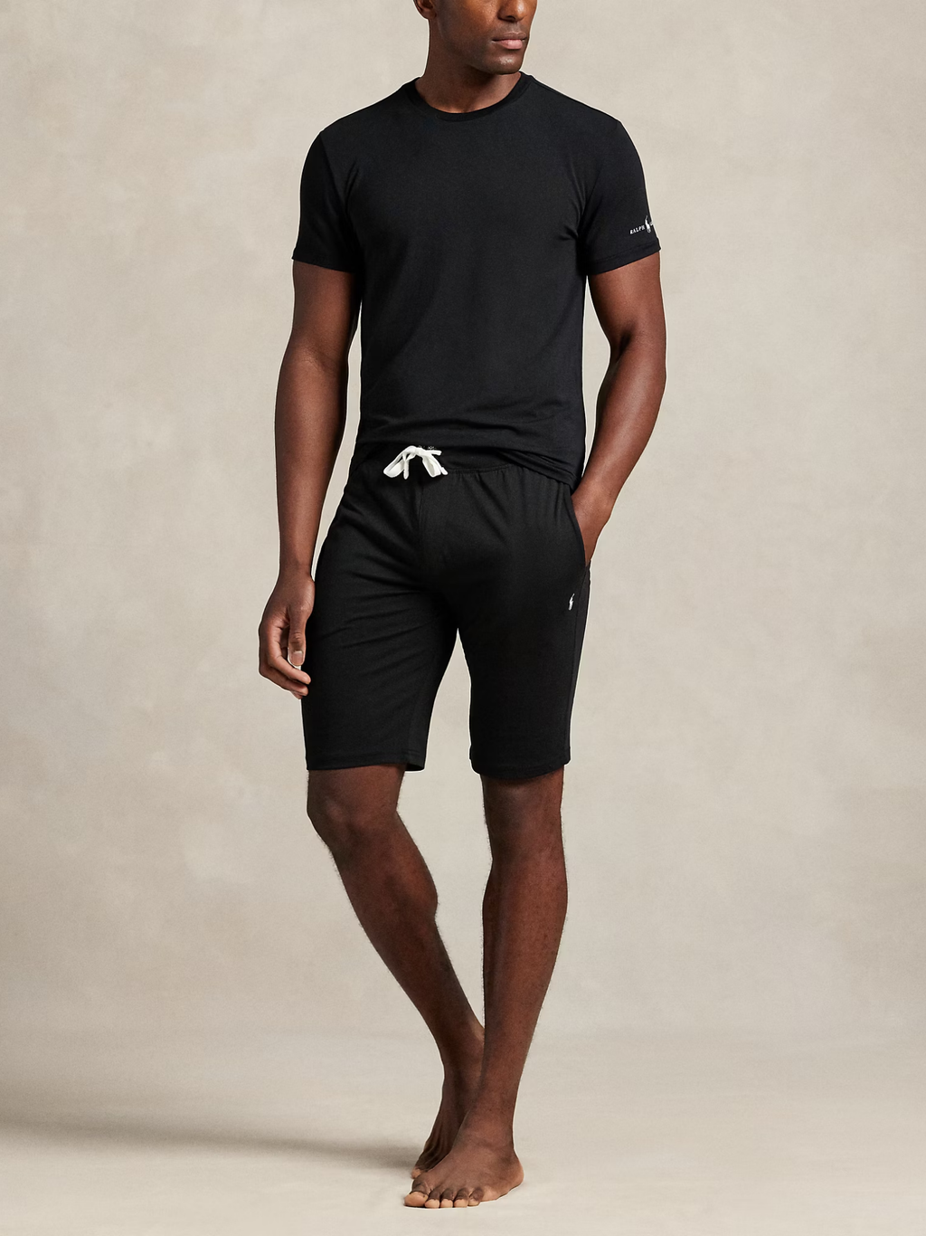 RALPH LAUREN Cotton Jersey Sleep Shorts Polo Black