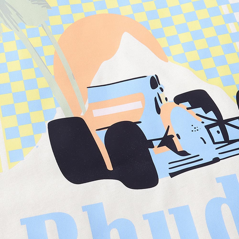 Rhude T-shirts Coconut Racing Printed Cotton Casual Short Sleeves Men and Women