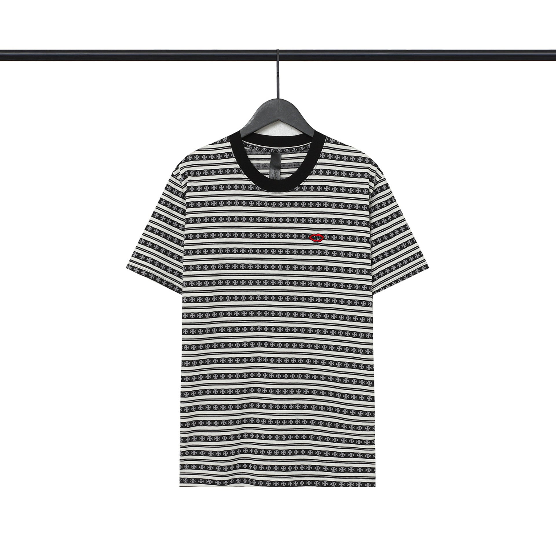 Chrome Heart T Shirts Poison Home Stripe Jacquard Embroidery Short Sleeve Couple T-Shirt