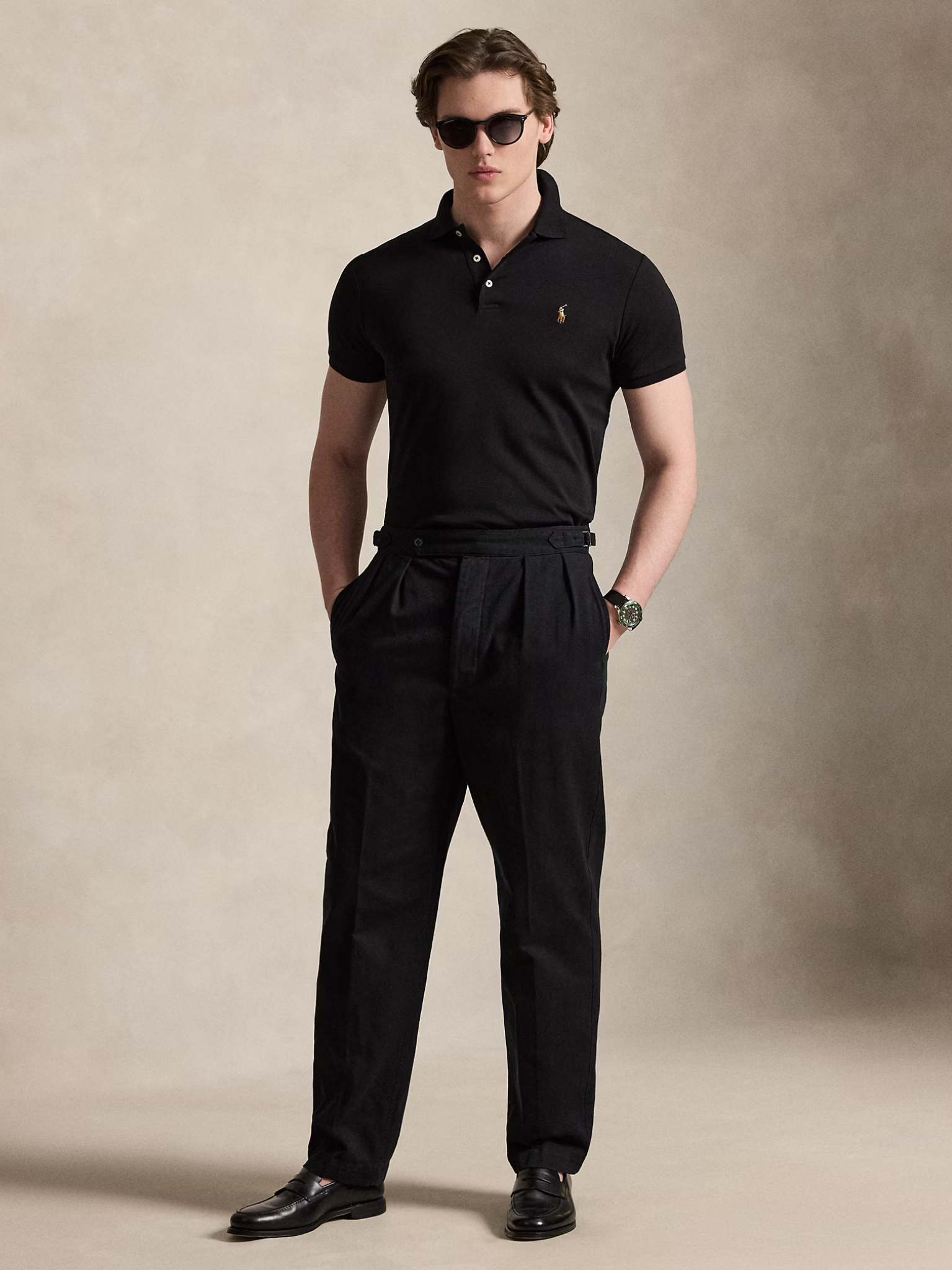 RALPH LAUREN Custom Slim Fit Soft Cotton Polo Shirt Polo Black