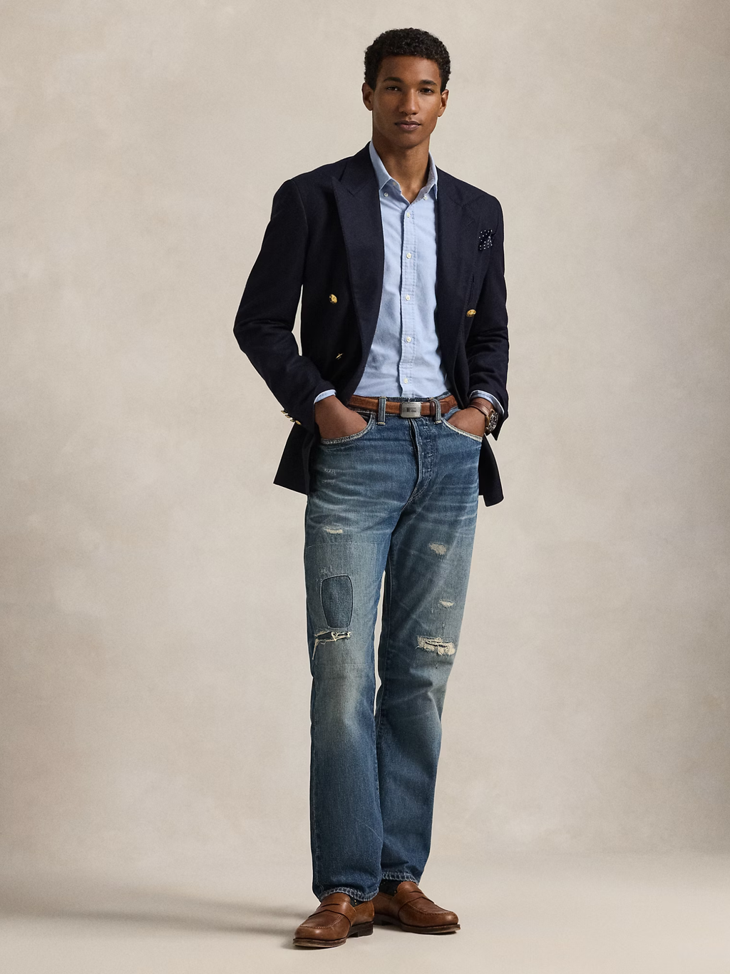 RALPH LAUREN Slim Fit Oxford Shirt Blue