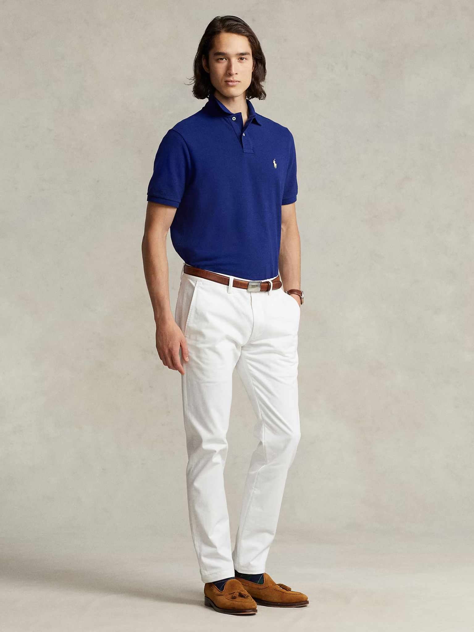 RALPH LAUREN Slim Fit Mesh Polo Shirt Autumn Royal