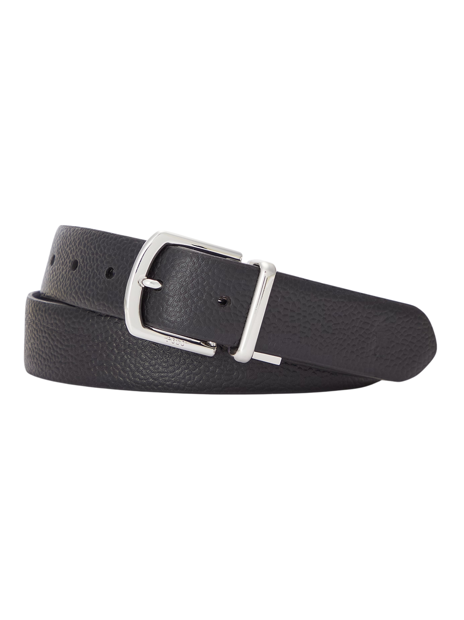RALPH LAUREN Reversible Pebble Leather Belt Black/Navy