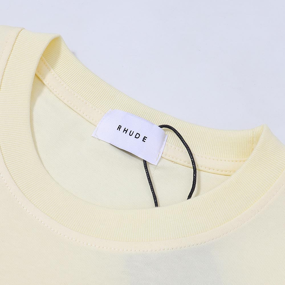 Rhude T-shirts Blue Sunset Print Cotton Casual Short Sleeve Men and Women