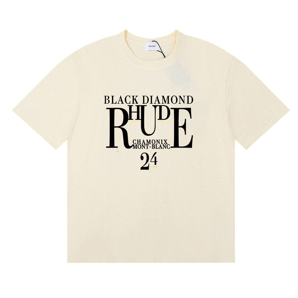 Rhude T-shirts Diamond Solid Color Letter Printing Cotton Casual Short Sleeve Men and Women