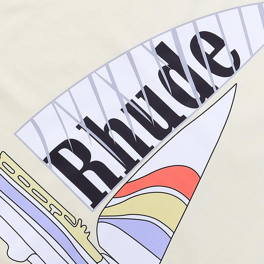 Rhude T-shirts Sailing Printed Cotton Casual Short Sleeves Men and Women