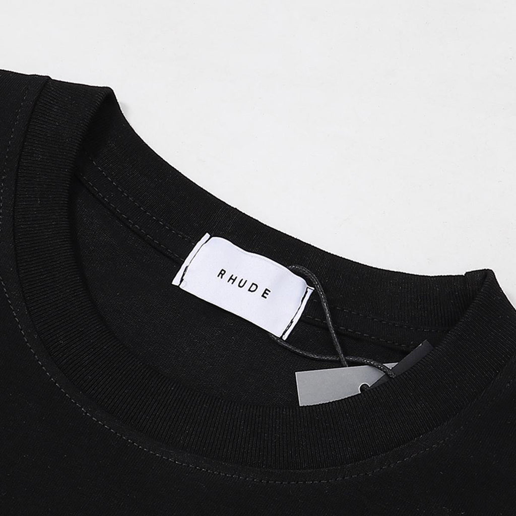 Rhude T-shirts Windowsill Seaview Printing Cotton Casual Short Sleeve Men and Women