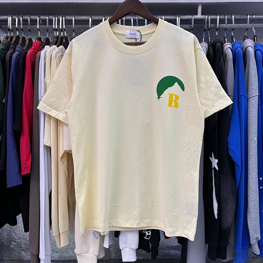 Rhude T-shirts Sunset Classic Print Cotton Casual Short Sleeve Men and Women