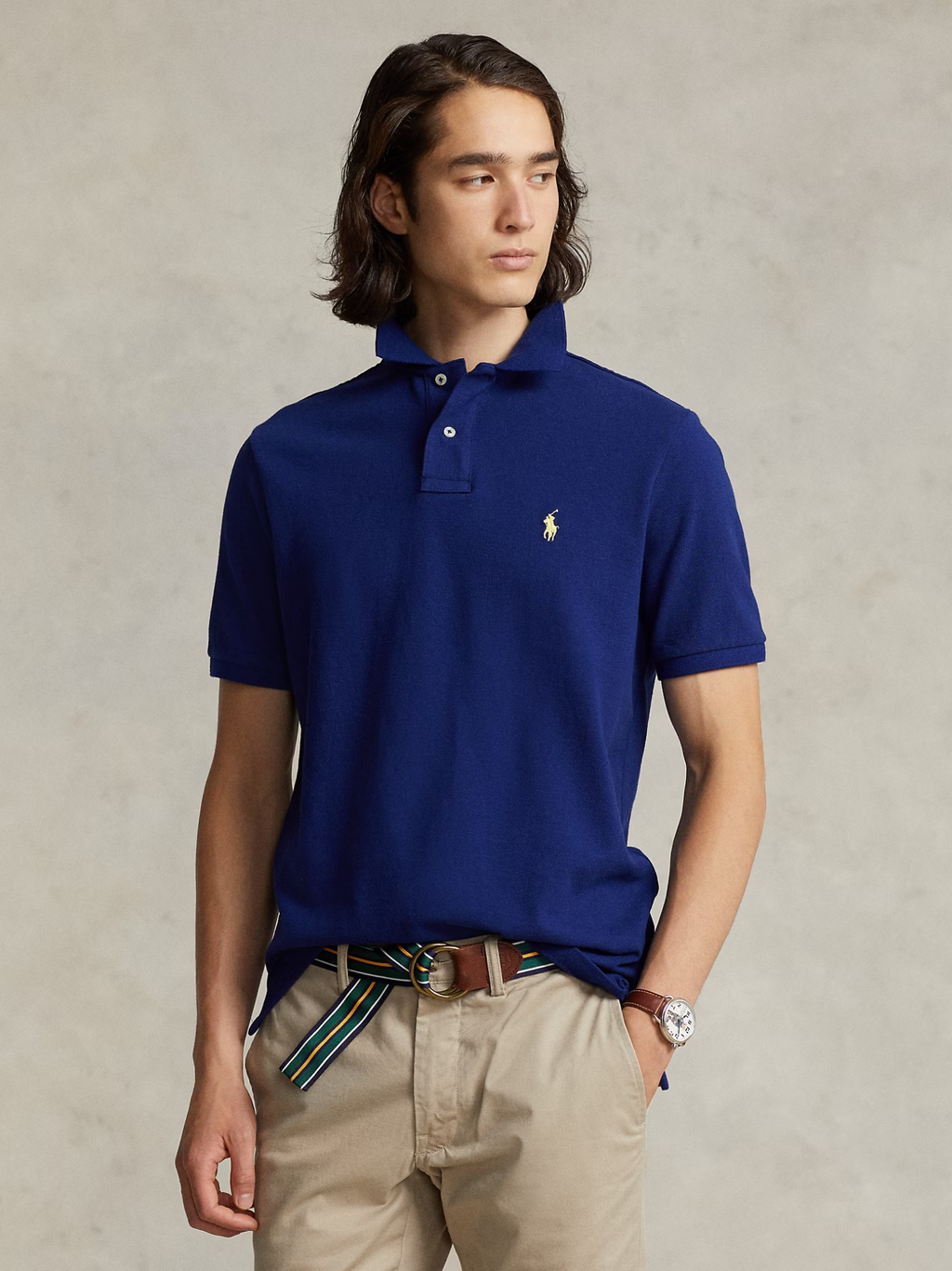 RALPH LAUREN The Iconic Mesh Polo Shirt Autumn Royal/Yellow
