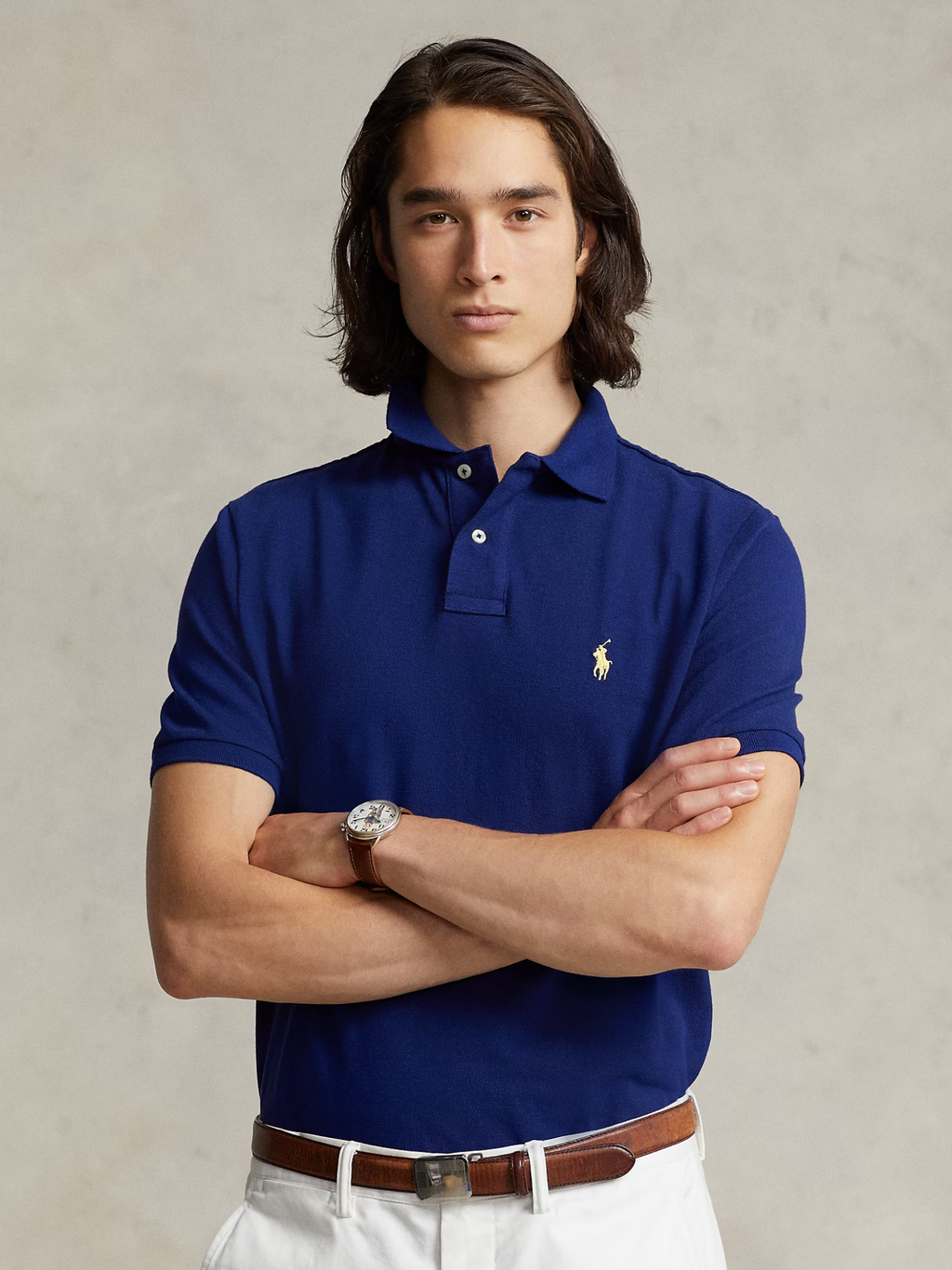 RALPH LAUREN Slim Fit Mesh Polo Shirt Autumn Royal