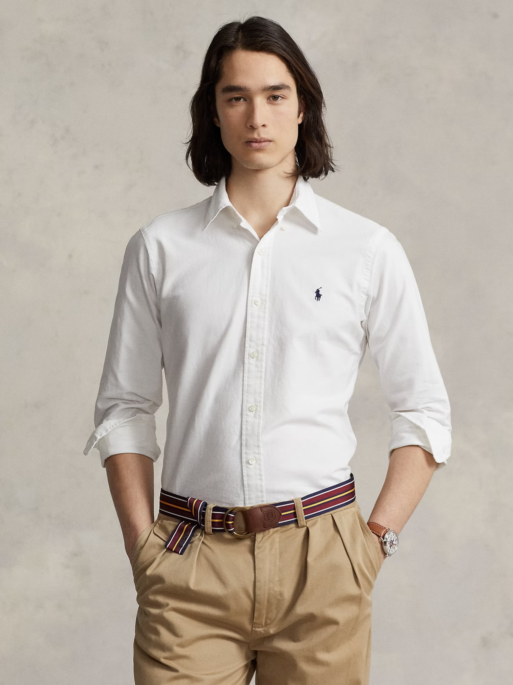 RALPH LAUREN Custom Fit Garment-Dyed Oxford Shirt White