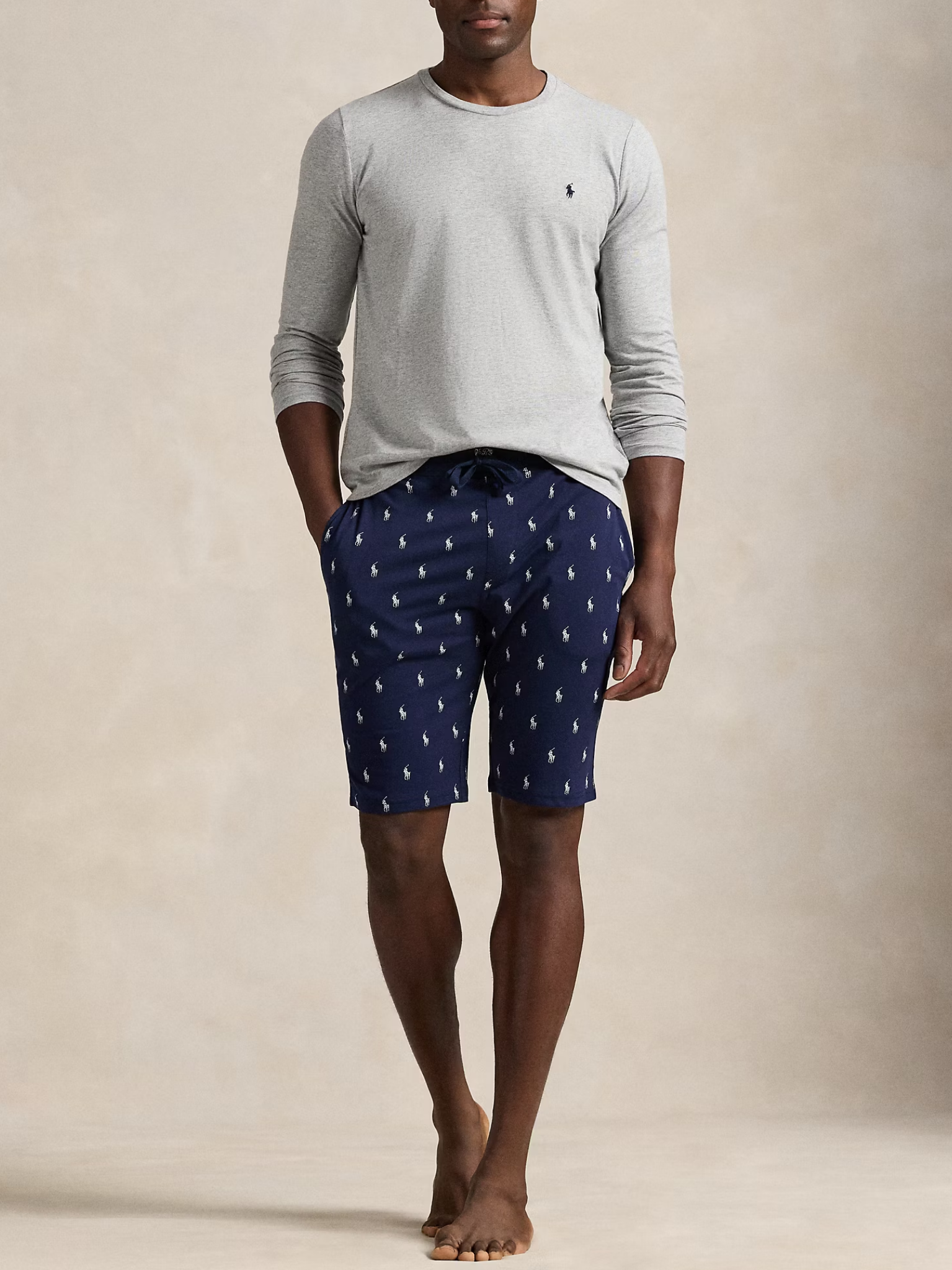 RALPH LAUREN Cotton Jersey Sleep Shirt Andover Heather