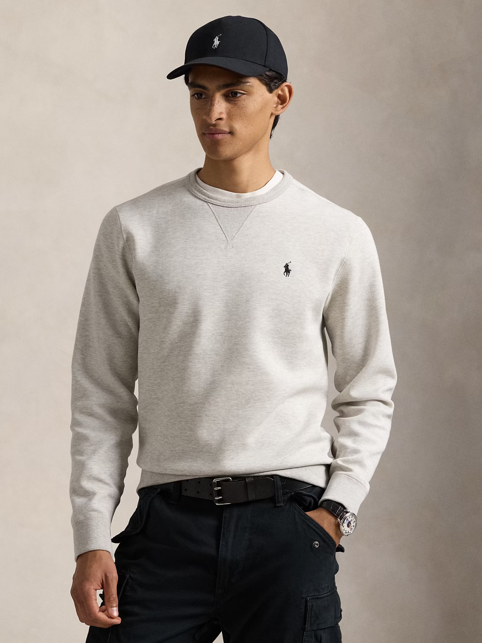 RALPH LAUREN Double-Knit Sweatshirt Light Sport Heather