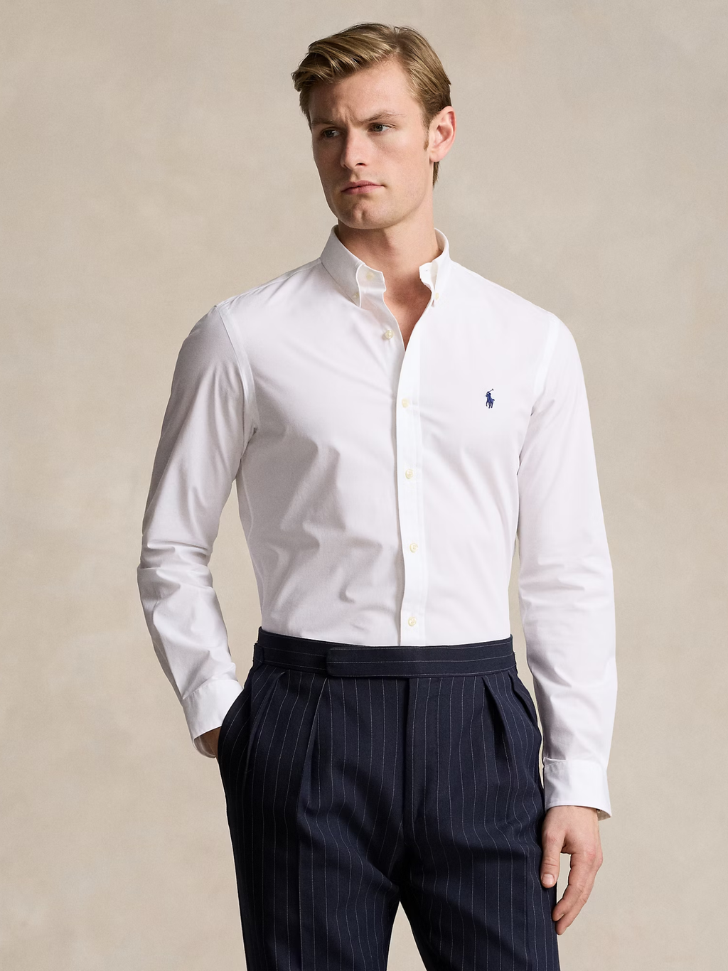 RALPH LAUREN Slim Fit Stretch Poplin Shirt White