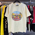 Rhude T-shirts Gustavia Hotel Printed Cotton Casual Short Sleeves Men's and Women's