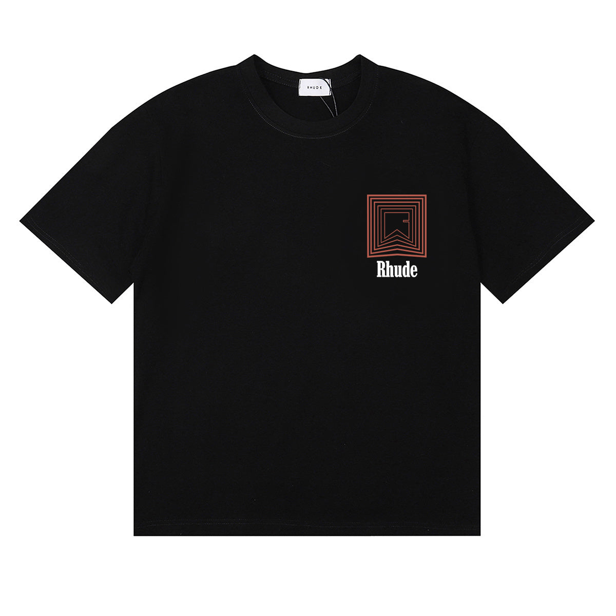 Rhude T-shirts Chevron Red Printed Cotton Casual Short Sleeve Men and Women
