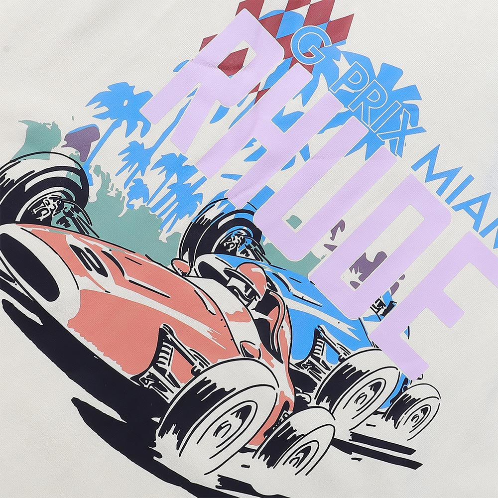 Rhude T-shirts Retro Racing Printed Cotton Casual Short Sleeve Men and Women