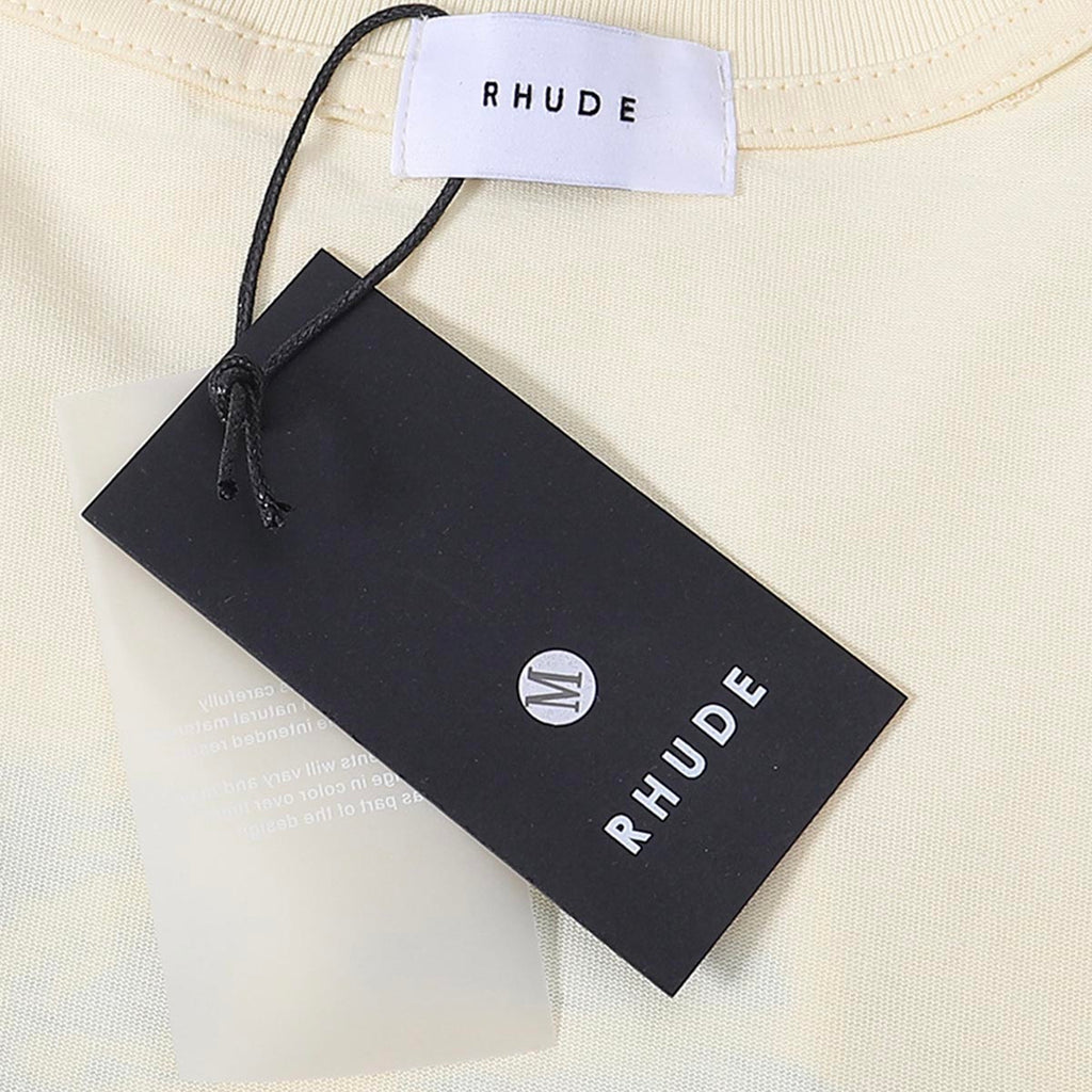 Rhude T-shirts Moonlight Blue Printed Cotton Casual Short Sleeve Men and Women