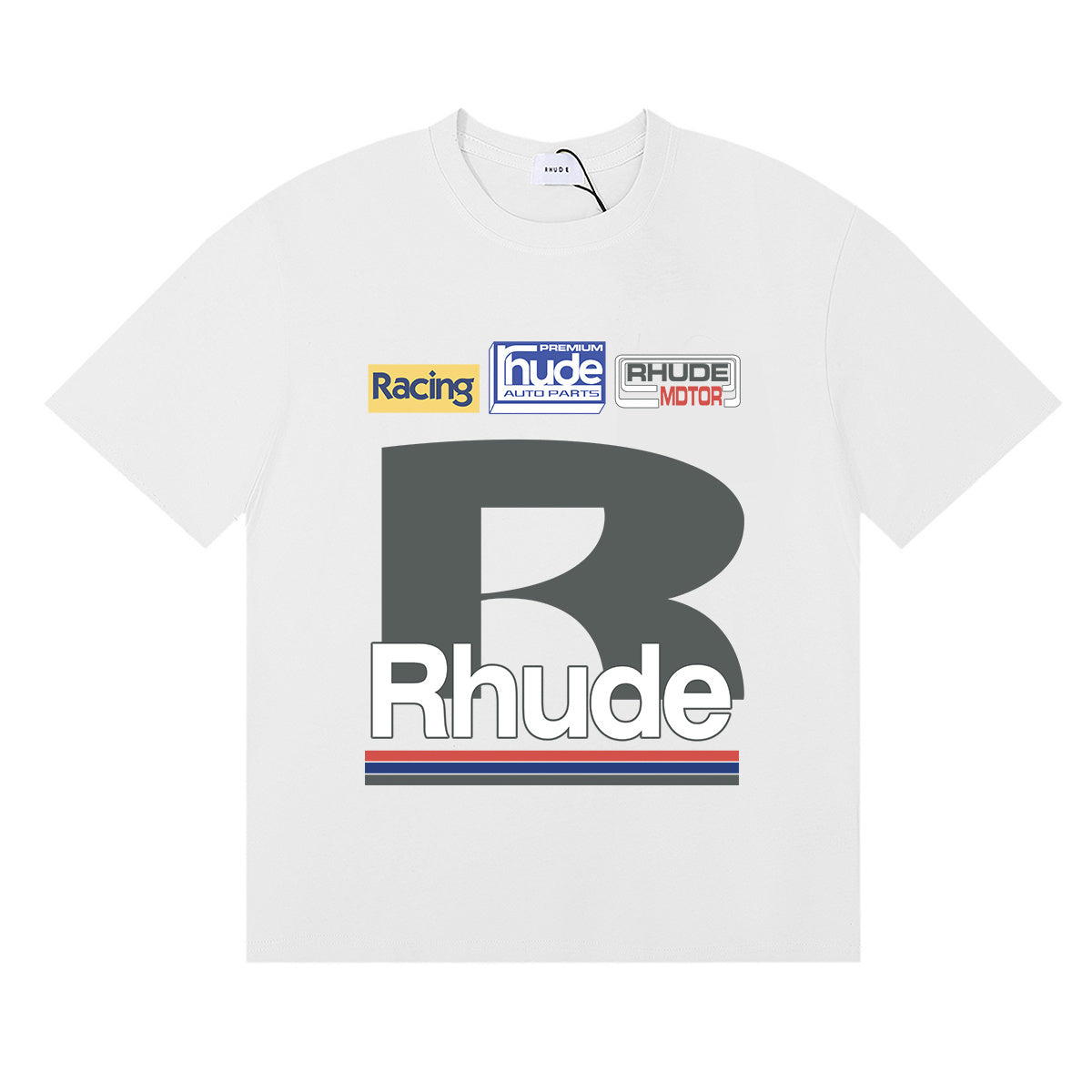 Rhude T-shirts Petrol Patch Racing Motor Cotton Casual Short Sleeve Men and Women