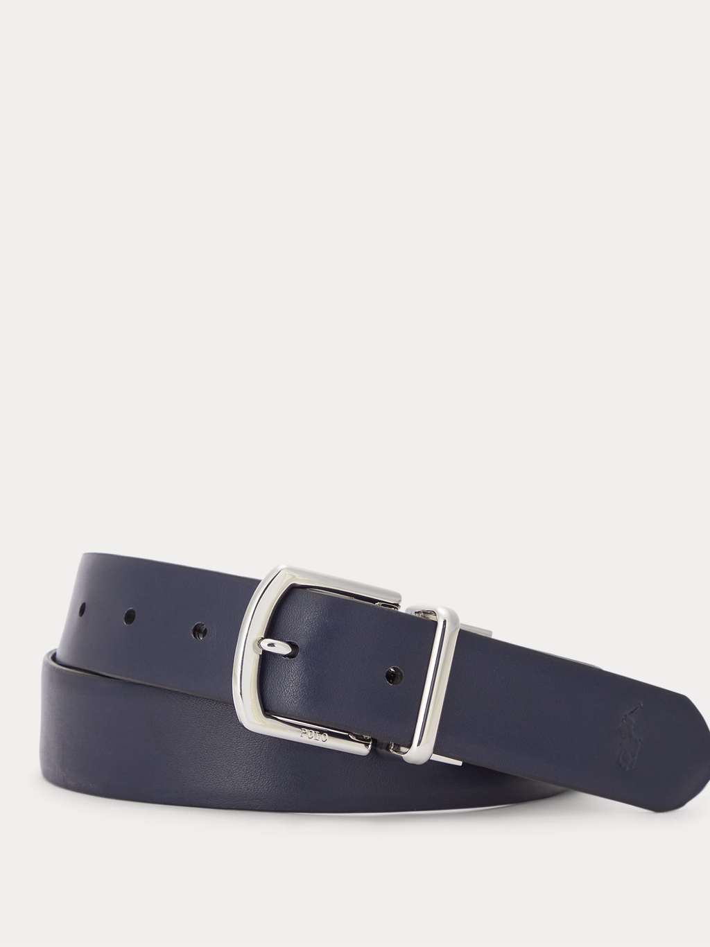 RALPH LAUREN Reversible Pebble Leather Belt Black/Navy