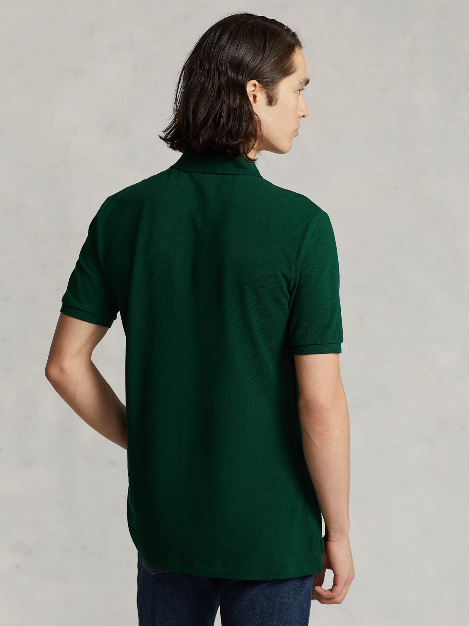RALPH LAUREN Slim Fit Mesh Polo Shirt College Green