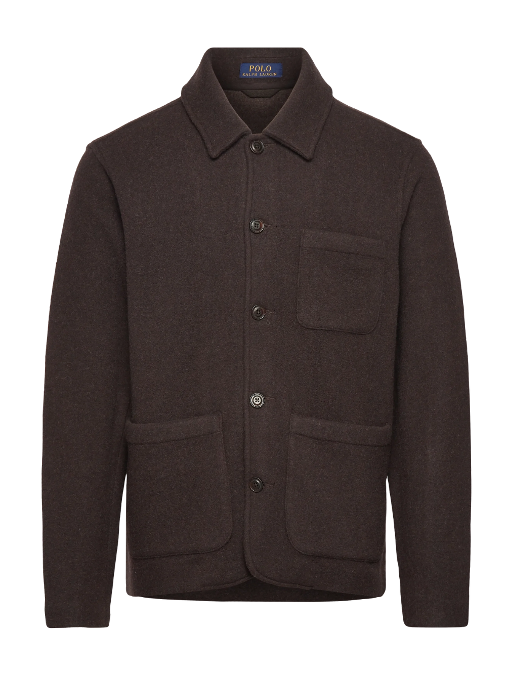 RALPH LAUREN Wool-Blend Utility Shirt Jacket Dark Brown