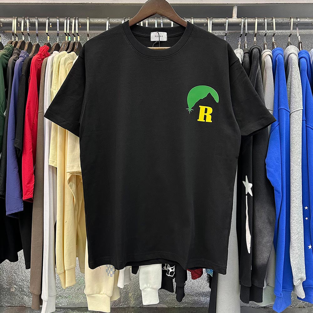 Rhude T-shirts Sunset Classic Print Cotton Casual Short Sleeve Men and Women