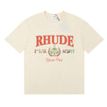 Rhude T-shirts Flag Badge Cotton Casual Short Sleeve Men and Women
