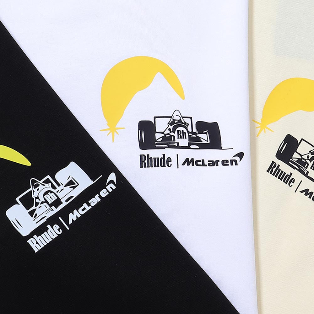 Rhude T-shirts Racing Printed Cotton Casual Short Sleeves Men and Women